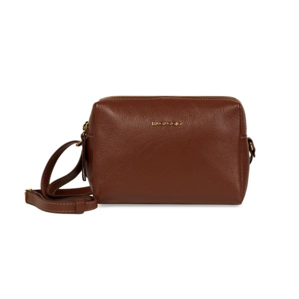 Bolsa Transversal Feminina Couro Pequena Basic Lisa Marrom