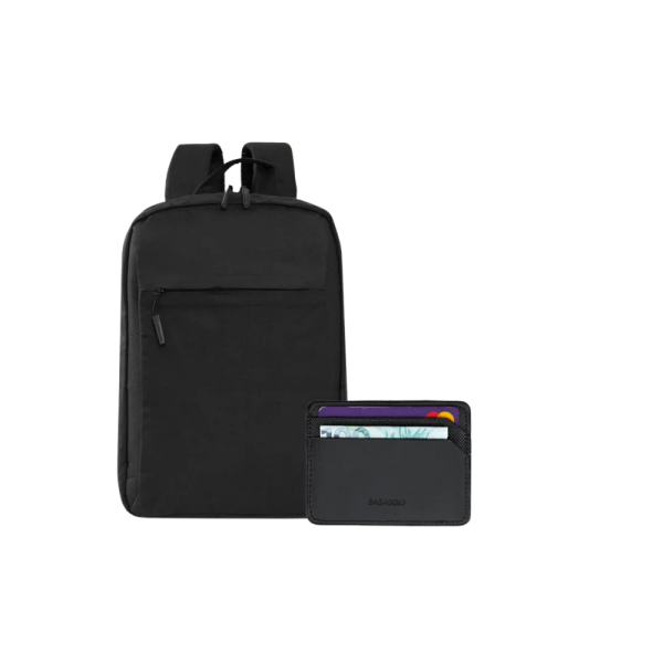 Kit Mochila Executiva para Notebook Horizonte +  Porta Cartão de Poliéster Advanced Preto